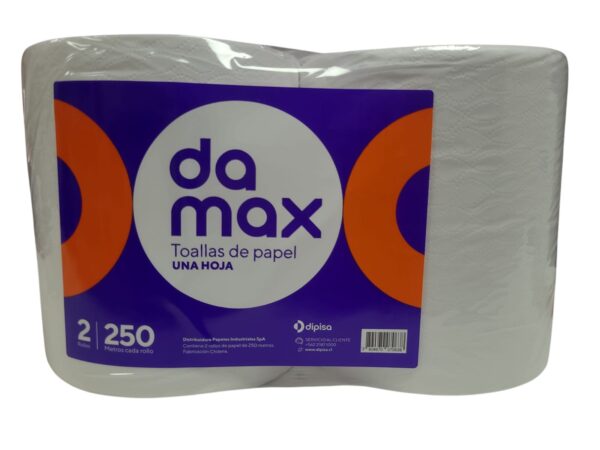TOALLA DISPENSADOR DAMAX 250MTS X 2 ROLLOS